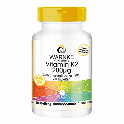 Vitamina k2 mk7 200 mcg - 60 compresse - Menachinone naturale MK-7 - vegano | Warnke Vitalstoffe - Qualità da farmacia tedesca