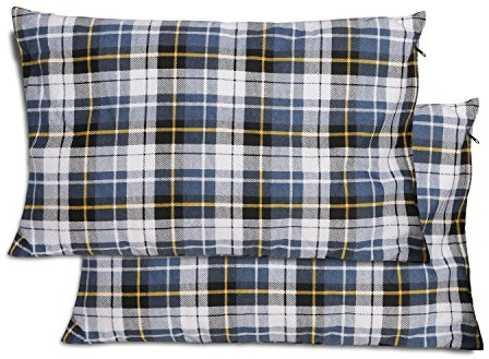REDCAMP Small Camping Pillow Lightweight and Compressible, Flannel Travel Pillow with Removable Pillow Cover, 2 Pack