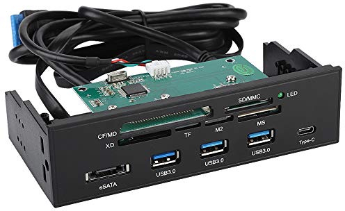 Sutinna Interner USB 3.0-Multi-Kartenleser, 5,25 Zoll Multifunktions-CF2-Kartenleser-Dashboard-PC-Frontplatte für M2/MSO/SD/MS/XD/64G
