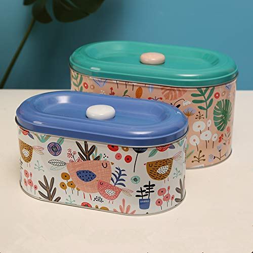 TUSIMI Tin Cookie Snack Jars Biscuit Storage Tin Canister Cookie Jar Home Kitchen Food Gifts Storage Containers with Lid for Biscuit Cookie Chocolates Toddler | Food-Safe (Floral C)