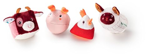 Lilliputiens - Set de 4 hochets Formes ferme - Jouets sensoriels pour bébés avec textures, sons et formes uniques - Stimule la motricité fine, la vue et l’ouïe - Dès 6 mois - 83254