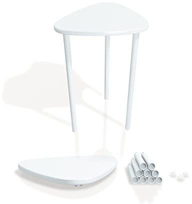 Fix2Place - Leichter & Verstellbarer Beistelltisch V1 bis 39cm hoch Weiß Nachttisch Couchtisch - Indoor & Outdoor Blumentisch Hocker wetterfest - Individuell zusammensetzbarer Organizer