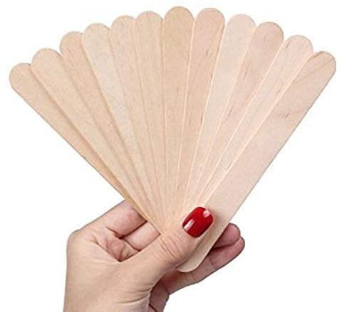 100pc Disposable Wooden Waxing Spatulas, Wax Applicator Sticks for Body Hair Removal, Professional Tongue Depressors Flat Round Ended