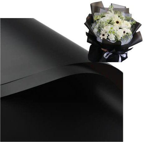 40 unidades de papel de regalo de flores frescas, envolturas de papel de regalo de flores frescas, paquete de regalo de flores frescas, suministros de floristería,58x58cm (todo negro)