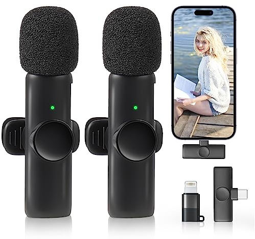 ZWOOS Mikrofon Handy, Lavalier Mikrofon, Plug-and-Play Ansteckmikrofon Kabellos, Klar und Kein Lärm, Bluetooth Mikrofon Handy für Video Recording, Vlog, Streaming, Interview, Live