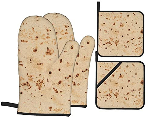 Guantes De Horno Juego De Agarraderas Tortilla De Harina Amarilla Clara Agarraderas De Cocina Reutilizables Guantes De Cocina, para Barbacoas, Hornear