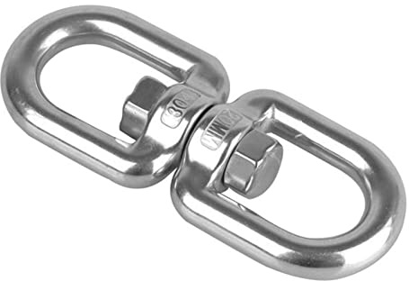 Holdes Moschettone Girevole | 8 Caratteri Anello Girevole Gancio oscillante, Rotazione Regolare a 360 ° Heavy Duty 304 Anello Girevole in Acciaio 304, Gancio Girevole a Doppia estremità per Altalena