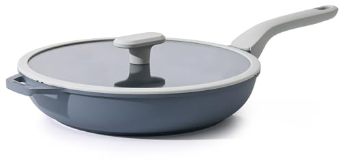 PRICUSIS 8 8 10 12 Non Stick Ceramic Fry Pan with Lid Metal Utensil Safe PFOA & PFAS Free Scratch & Stain Resistant Oven & Dishwasher Safe