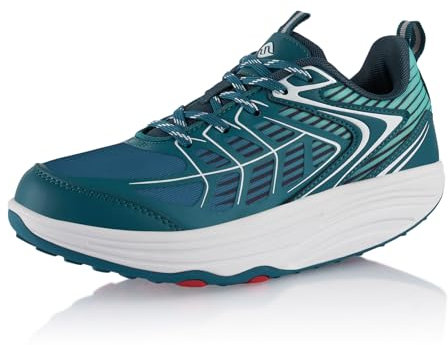 Fusskleidung® Damen Herren Sneaker Abrollsohle leichte Gesundheitsschuhe Türkis Weiß EU 38