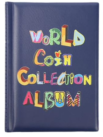 NONGYU Album de collection de pièces de monnaie en cuir avec 120 pochettes porte-pièces livre 2,9 x 2,9 cm - Album de rangement pour pièces de monnaie - Album penny pour collectionneur