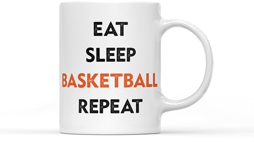 DV DESIGN 1 x Eat Sleep Basketball Repeat Mug - Orange Ball Sports Men's Boy's Cup #71138
