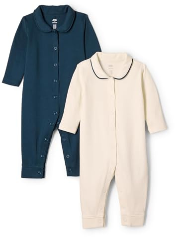 Amazon Essentials x Sofia Grainge Tutina Notte Senza Piedi Unisex Bimbi, Pacco da 2, Avorio/Blu Marino, 6-9 Mesi