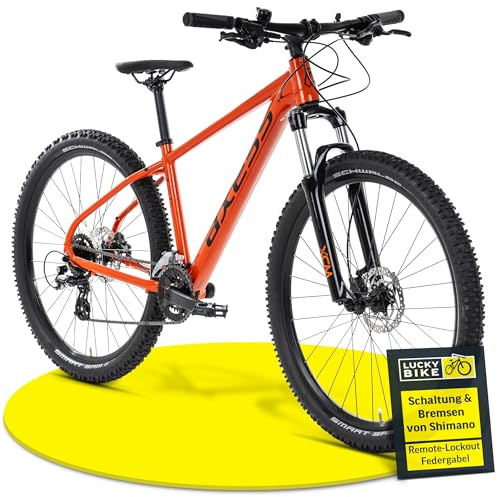 Axess Debris Mountainbike | MTB-Hardtail | 29 Zoll Herrenfahrrad | 16-Gang Schaltung | Hydraulische Scheibenbremsen, Farbe:orange, Rahmengröße:21 Zoll, Laufradgröße:29 Zoll