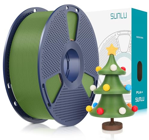 SUNLU PLA+ Filament 1.75mm, PLA Plus 3D Drucker Filament, Härter und Stärker 3D Druck PLA+ Filament, Neatly Wound, Maßgenauigkeit +/- 0.02mm, 1KG Olivgrün