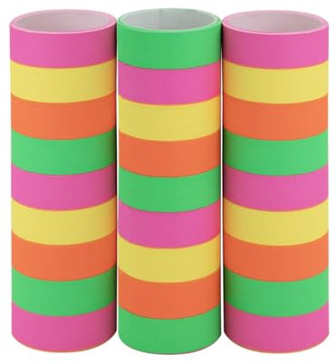 Idena 30559 - banderoles Fluo, 3 Rouleaux de 9 banderoles chacun, en Papier certifié FSC, comme décoration de fête ou pour Un Anniversaire
