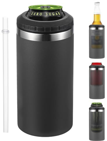 PATIKIL Raffreddatore per Lattine Sottile, 16oz Skinny Can Insulated Beer Sleeve Portabevande per Lattine e Bottiglie di Birra, Soda, Caffè, Lattine e Bottiglie Normali, Nero