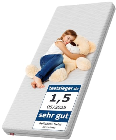 Bellabino Twist Kindermatratze 90x190 cm – Matratze Kinderbett Härtegrad H2 – Hochwertige Kaltschaummatratze – Jugendmatratze 11 cm hoch – mit waschbarem Bezug, allergikerfreundlich