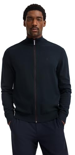 bugatti Maglione da Uomo con Colletto Alto, in Cashmere, vestibilità Regolare, 390-blu Marino, M