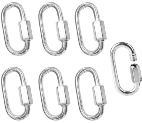 Bamyli Mousqueton INOX,Lot de 6 Maillons Rapides en Acier Inoxydable 304, M4/0.16 avec Capacité de Charge, pour Escalade, Camping, Randonnée et Travail