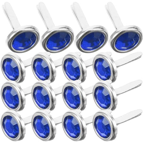 OSALADI 200 Pezzi Brads Decorativi per Scrapbook in Metallo con Strass Blu Fermagli Due Piedini per Artigianato e Progetti DIY