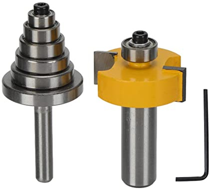 Xiuganpo Set di Frese a Filo - Fresa in Acciaio Al Tungsteno Durevole per ante di Armadi e Strumenti per Intaglio di Finestre - Argento Giallo 2 Set Fresa per Scanalatura a Tenone a Filo con Gambo
