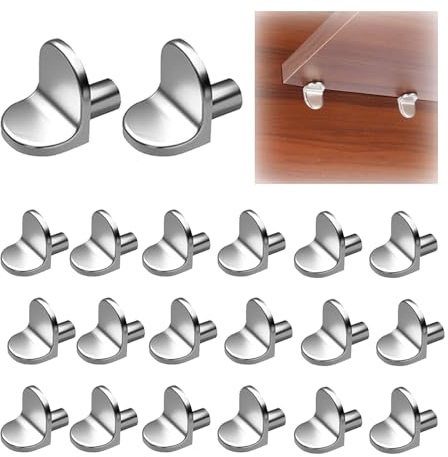 20 Pcs 5mm L-Shaped Shelf Support Pegs, Metal Shelf Pins for Cupboards. | Solid metal L-shaped pegs fit 5 mm shelf holes, providing stable support for cupboards, cabinets, bookcases and wardrobes.
