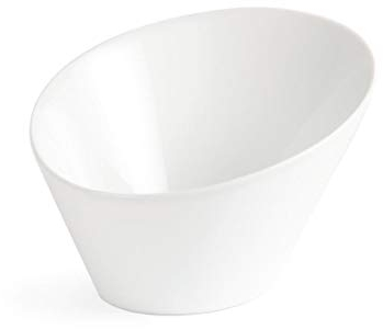 Olympia Whiteware Bols inclinés ovale 154 x 133 mm 335 ml (lot de 4), porcelaine blanche, entièrement vitrifié pour résister aux rayures, aux chocs et à la chaleur, CB079