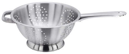 Judge MJ13 Large Satin Stainless Steel Colander 24cm, Long Handle and Helper Handle, Dishwasher Safe - 25 Year Guarantee