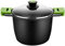 BRA Olla Alta con Tapa de Cristal y Asas de Silicona, Aluminio fudido, Negro, 24 cm