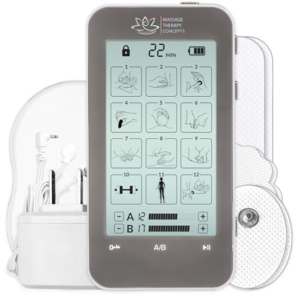 Massage Therapy Concepts TENS Unit with Medical Grade Dual Channel - Professional Tens Machine for Chronic Pain Relief - EMS Muscle Stimulator with 12 Modes and 20 Levels