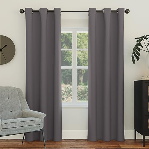 Sun Zero Easton Energy Saving Blackout Grommet Curtain Panel, 40 x 108, Charcoal