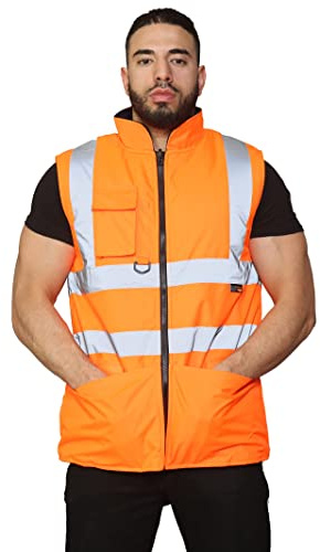shelikes Hi Vis Bodywarmer Fleece Lined Safety Gilet High Visibility Reflective Workwear Vest for Men Security Outdoor Hiking Construction Warm Work Waistcoat