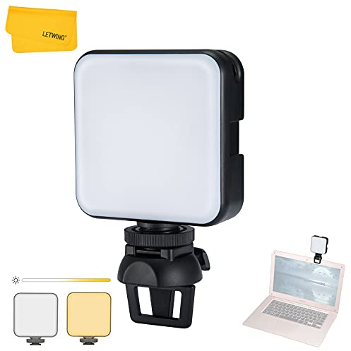 Video Conference Lighting Kit, LETWING W64 2500-6500K Dimmable and Rechargeable with Clip LED Fill Light, Min LED Video Light for Photography, Zoom Meeting, Remote Working, Broadcasting, Vlogging