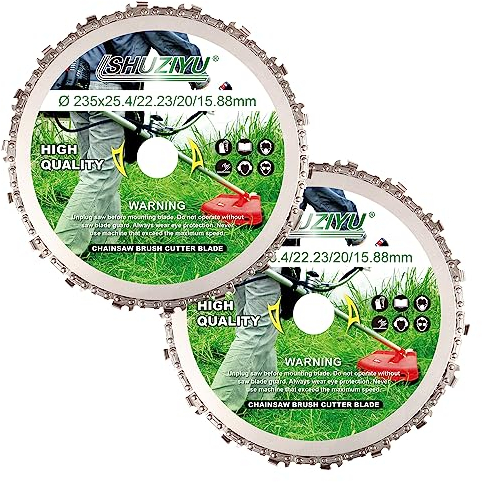 LSHUZIYU, Dent de Tronçonneuse Circulaire de 235mm, 2 Pièces, Lame de Débroussailleuse, Arbre 25.4mm, Avec Adaptateur de Rondelle de 22.23-20-15.88mm,