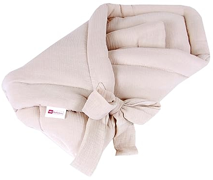 Babylux Einschlagdecke Musselin BABYHÖRNCHEN 75 x 75 cm Baby Neugeborene Erstaussttatung Umschlagdecke (Sand)