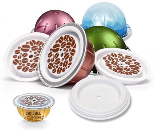 SWEETDEER Reusable Lids For Vertuo, 4 Pcs Food Grade Silicon For Nespresso Reusable Pods Vertuo, Refillable Vertuo Pod,Compatible with Nespresso Vertuoline Capsule (No Capsule)