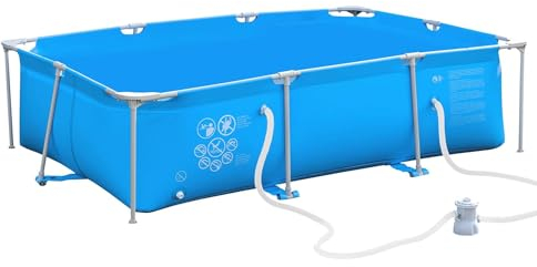 DecHome - Piscina Fuori Terra con Telaio Autoportante Rigida Rettangolare con Filtro e Valvola in Acciaio e PVC 291x190x75 cm colore Blu