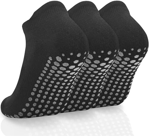 srclo 3 Pairs Non Slip Grip Yoga Socks For Women&Men, Anti-slip Pilates Fall Prevention Socks for Running, Ballet, Dance, Hospital,Home Workout