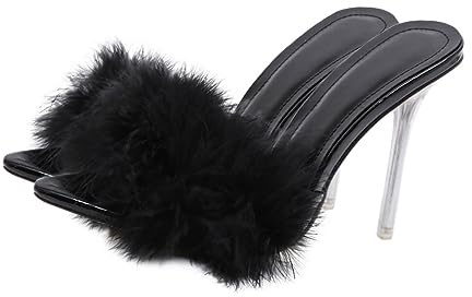 Holibanna Sandali Estivi Donna Tacchi Alti Pantofole Chic Con Piuma Scarpe Eleganti Per Feste Ufficio Appuntamenti Matrimonio
