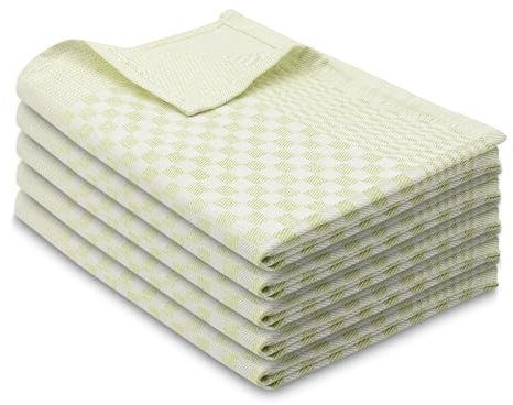 ZOLLNER 5 Strofinacci, 100% Cotone, 46x70 cm - Super assorbenti e robusti canovacci - Lavabili a 60°C - qualità gastronomica - certificati Oeko-Tex®, a quadretti verdi