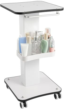 TkkMivcOC Beauty Salon Trolley Cart, Spa Rolling Tray, Beauty Trolley on Wheels, Hairdressing Mobile with Handle, Beauty Instrument Storage Tray, for Beauty Equipment & Other Items, White