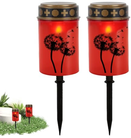 Luci tombali, lampada del cimitero | Set di lampade da da 2 - Illuminazione a LED impermeabile per il cimitero del giardino