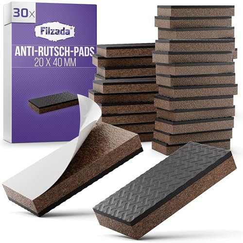 Filzada® 30x Antirutsch Pads Möbel 20 x 40 mm - Premium Gummipads - Anti Rutsch Pads - Selbstklebende Antirutsch Aufkleber - Gummi Unterlage Möbelstopper - Anti Rutsch Pad