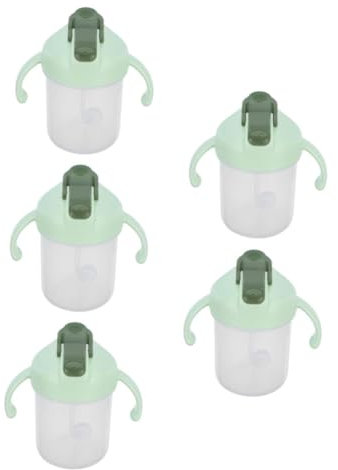 VALICLUD Lot De 5 Gobelets Avec Paille Couvercle Réutilisables Pour Personnes Âgées Alitées Avec Anse En Polypropylène Vert