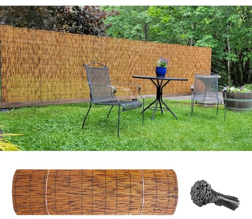 Bambù Recinzione Per Esterno Giardino, Privacy Stuoia In Canne Larghezza: 50-180 Cm, Balcone Recinzione In Cannette, Bamboo Stuoia Per Esterno Cortile Terrazza Piscina Decorative(60*1500cm)