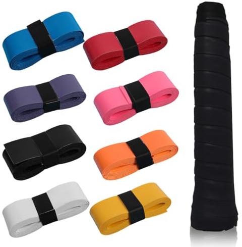 BEPSYOM 8 Pz Grip Antiscivolo per Racchette da Tennis, Badminton, Squash e Padel, Nastro per Racchette con Superficie Traspirante e Assorbente