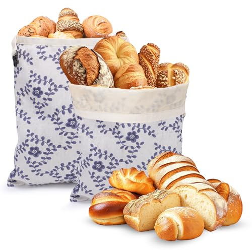 Gugxiom 2 bolsas de pan reutilizables de 42 × 32 cm de cera de abejas, bolsa de lona para pan de masa madre y artesanal, para congelador y nevera