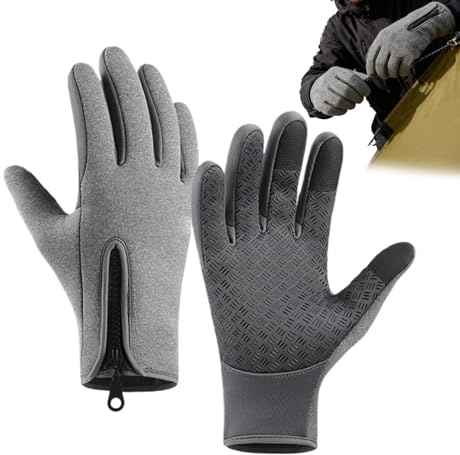 Fierudeng Guantes Impermeables para Hombres,Manoplas Impermeables para Pantalla Táctil - Guantes Térmicos Aislados,para Clima Frío Trabajo Esquí Nieve Motocicleta Correr Montar Conducir Pescar