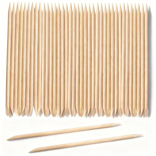 Alinw 20 Pcs Sticks for Nails, Cuticle Pusher, Double End Cuticle Wooden Nail Wood Sticks for Nails Pusher for Nail Art, Manicure Pedicure Tools