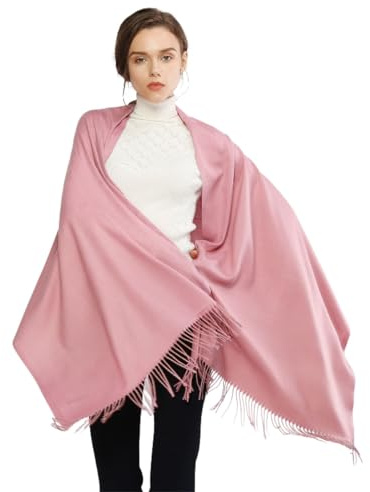 Generisk pashmina halsduk för kvinnor, mjuk, enfärgad, trendig, varm, med franshalsduk hundtassar, F, One size